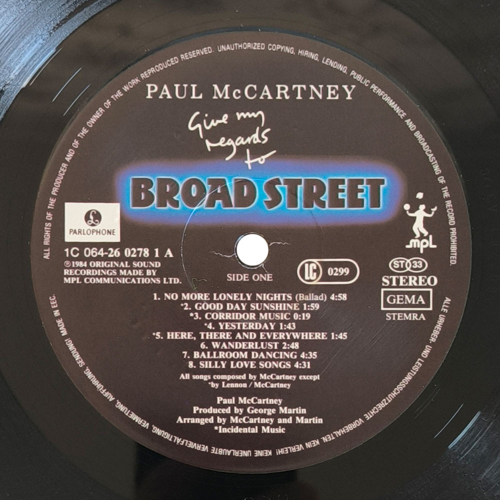 Paul McCartney - Give My Regards To Broad Street (LP)