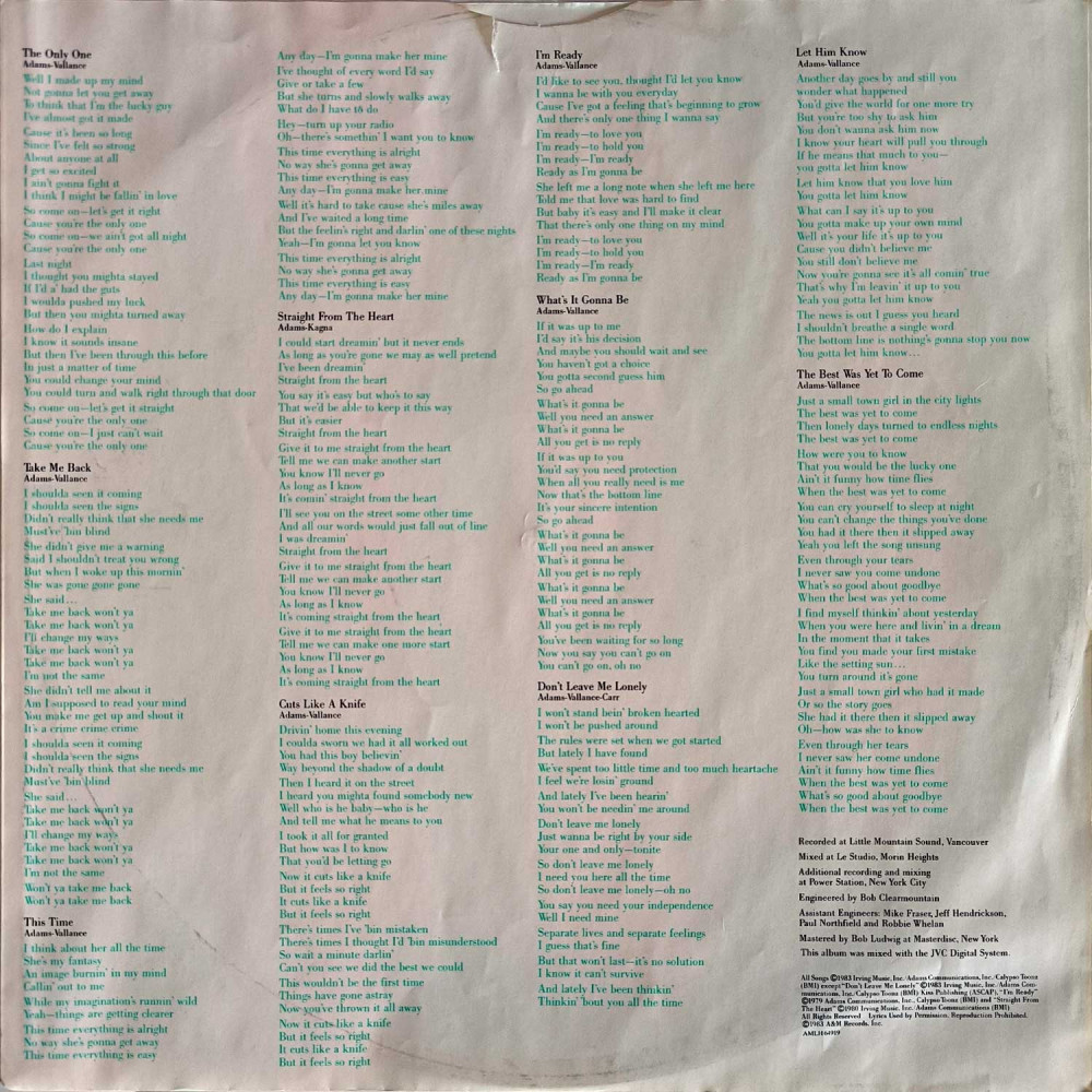 Bryan Adams - Cuts Like A Knife (LP)