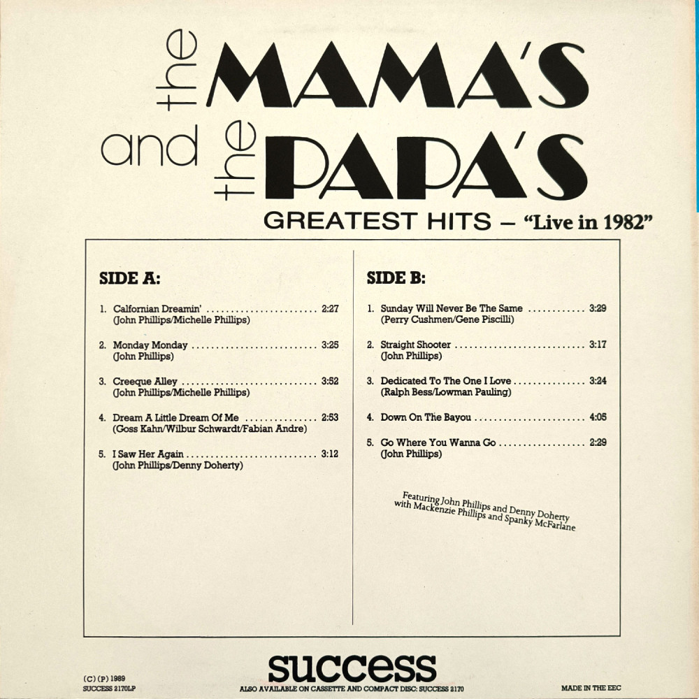The Mamas & The Papas - Greatest Hits - Live In 1982 (LP)