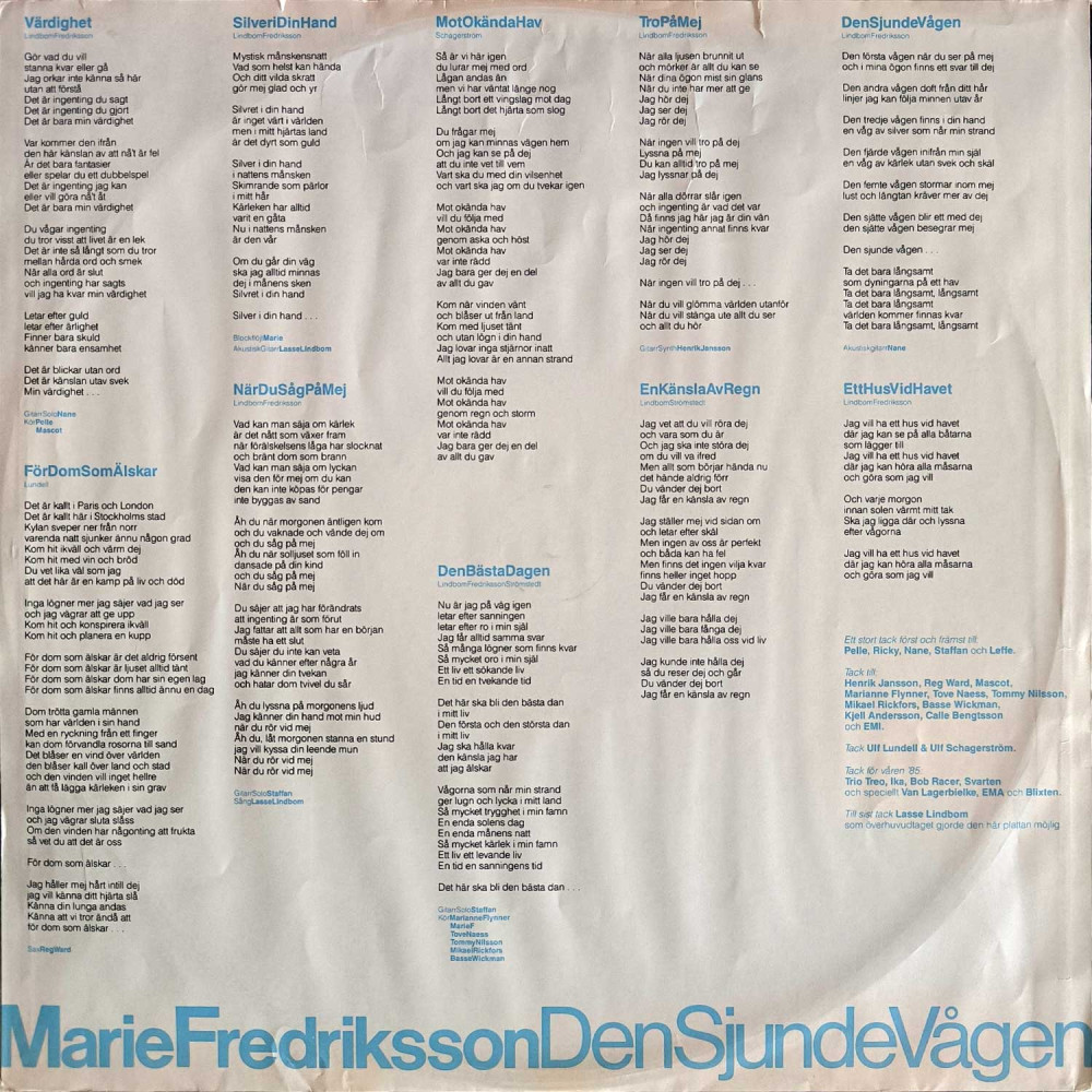 Marie Fredriksson - Den Sjunde Vagen (LP)