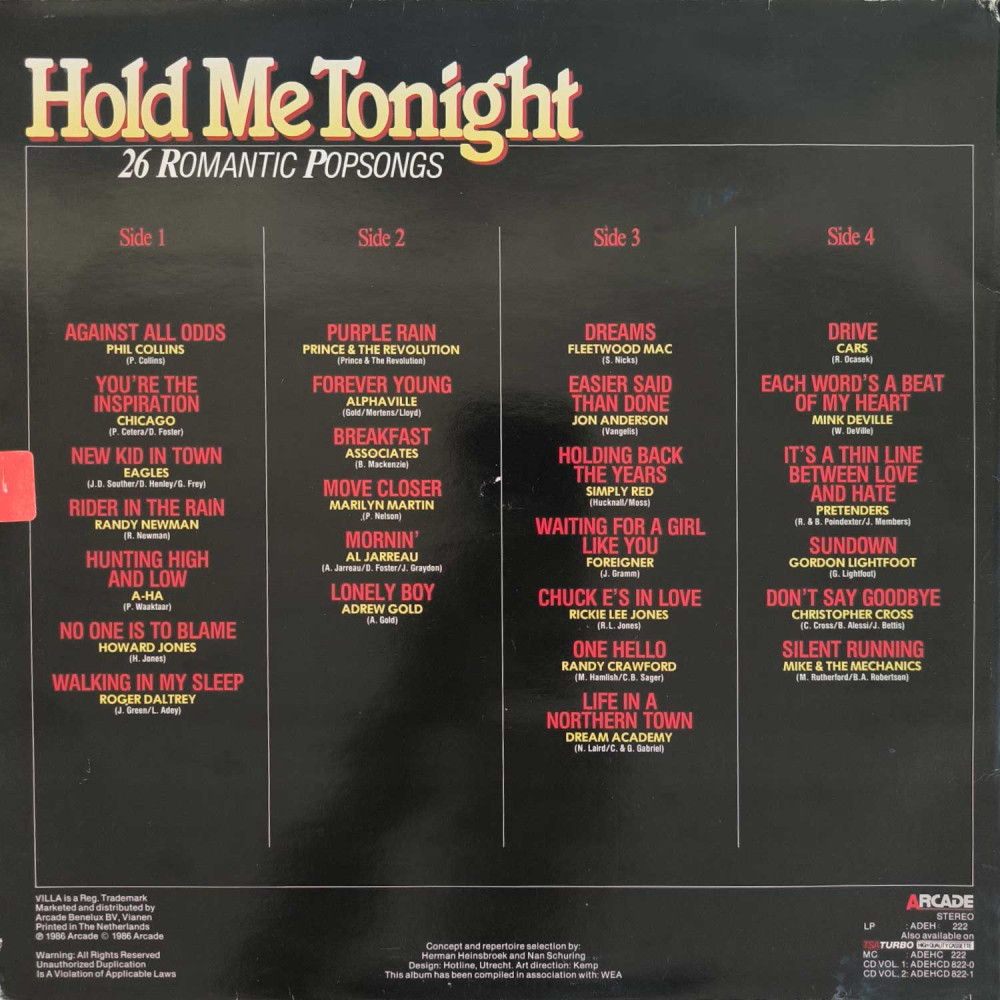 Various - Hold Me Tonight - 26 Romantic Popsongs (2 LP)