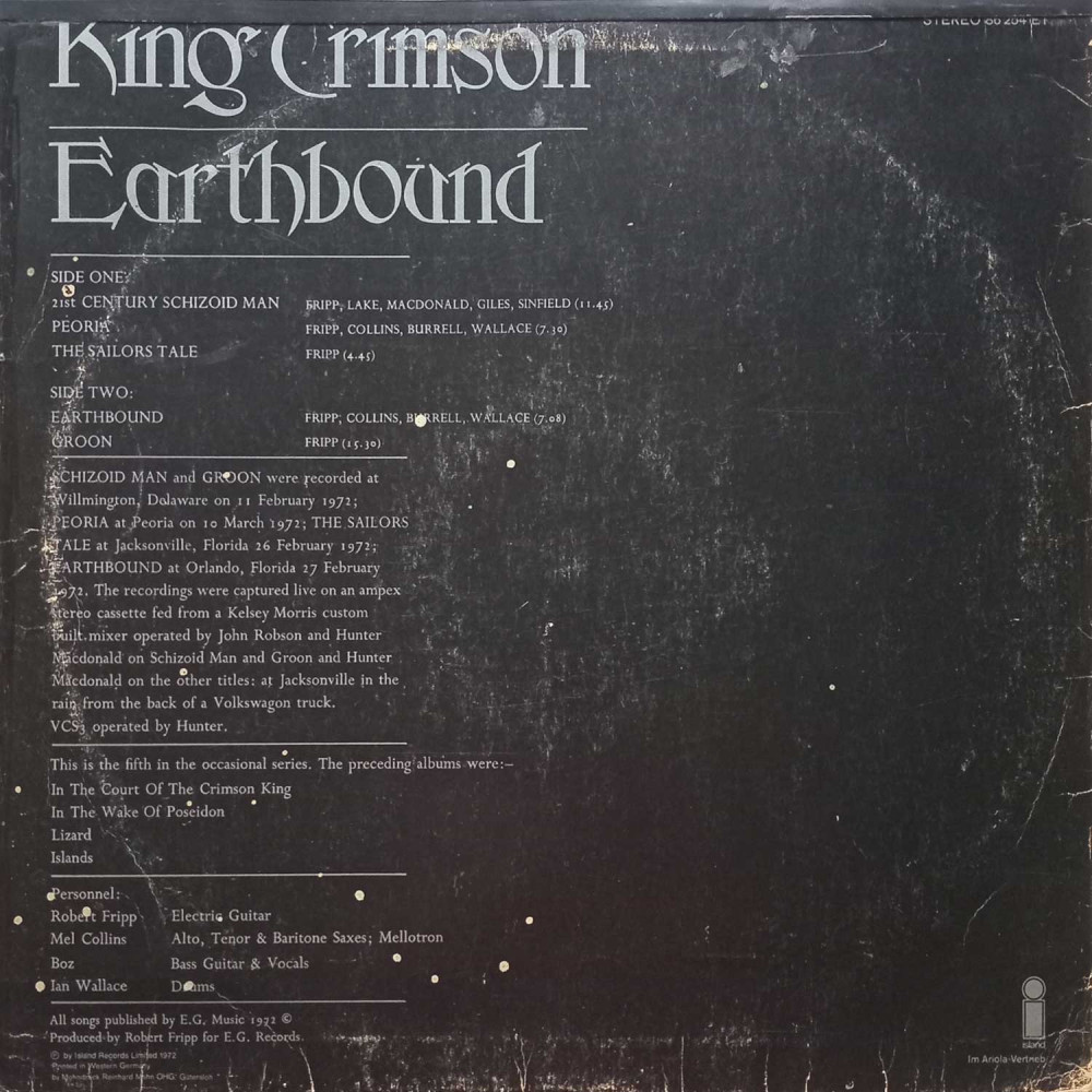 King Crimson – Earthbound (LP)
