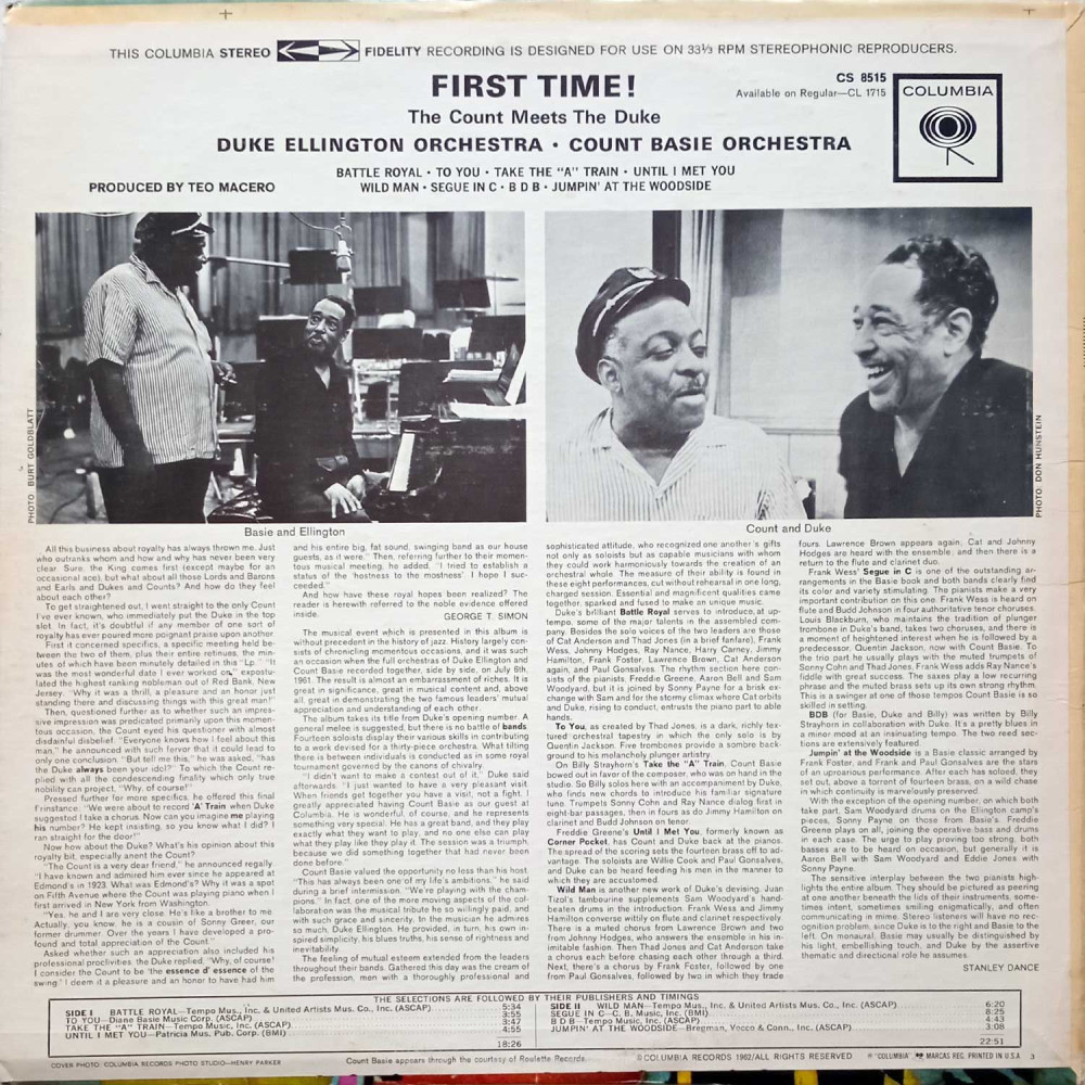 Duke Ellington And Count Basie - First Time! The Count Meets The Duke (LP)