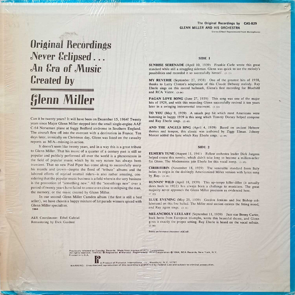 Glenn Miller And His Orchestra - The Original Recordings By Glenn Miller And His Orchestra (LP)