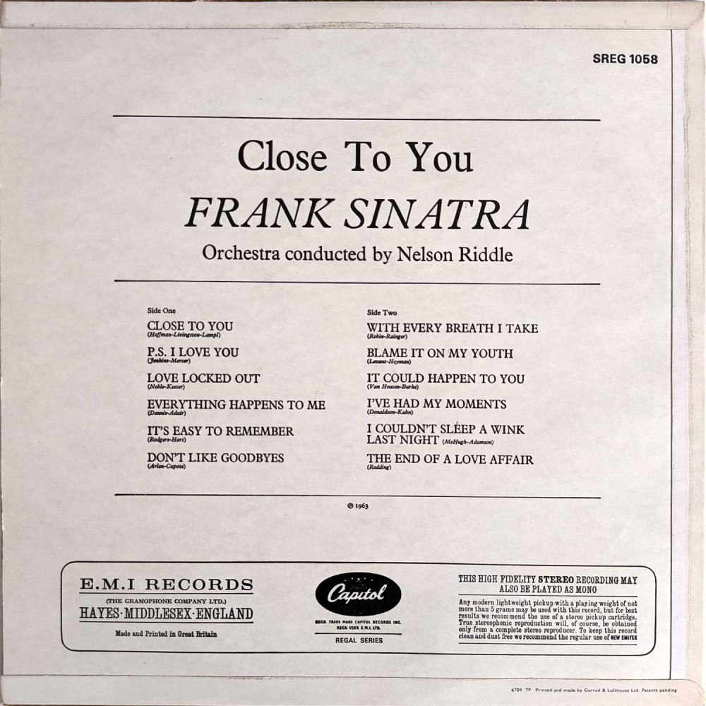 Frank Sinatra – Close To You (LP)
