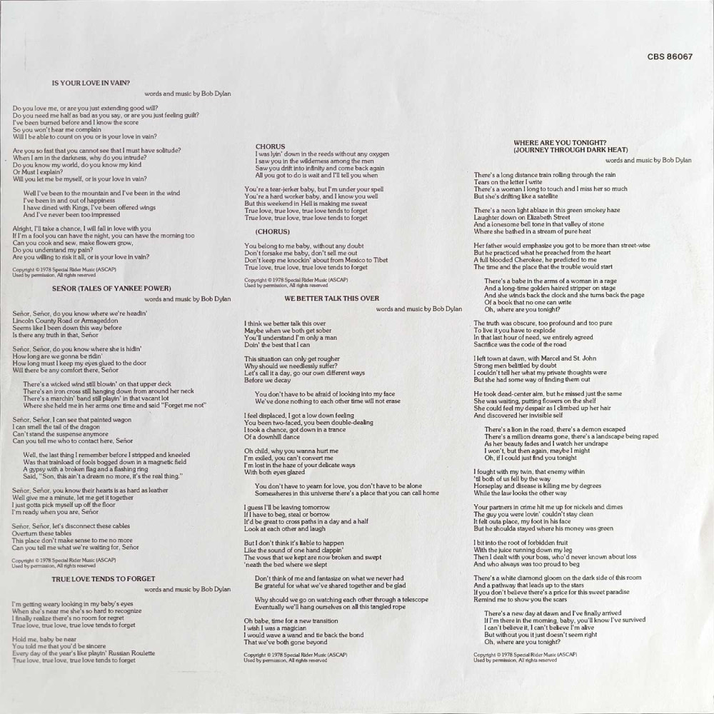 Bob Dylan – Street-Legal (LP)