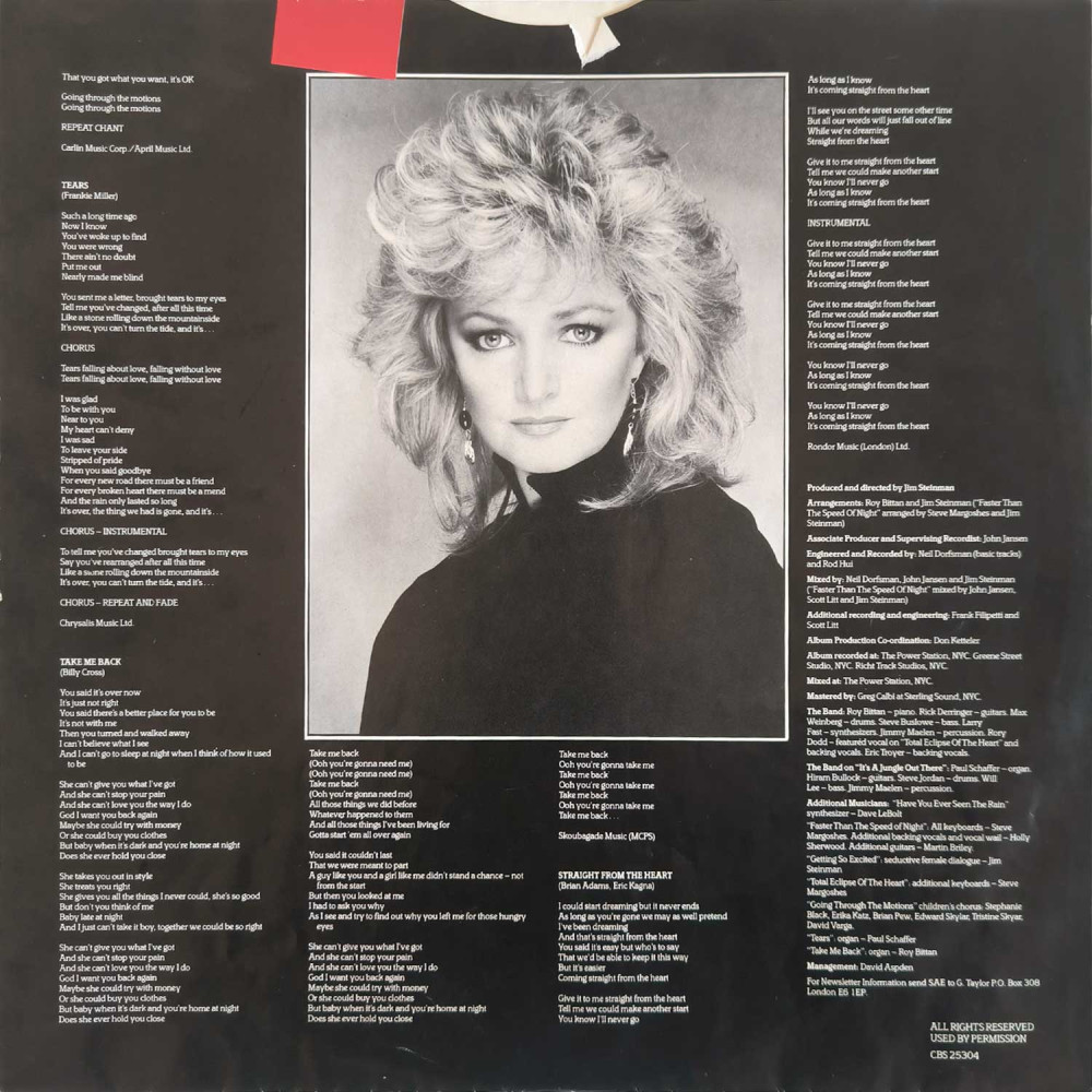Bonnie Tyler - Faster Than The Speed Of Night (LP)