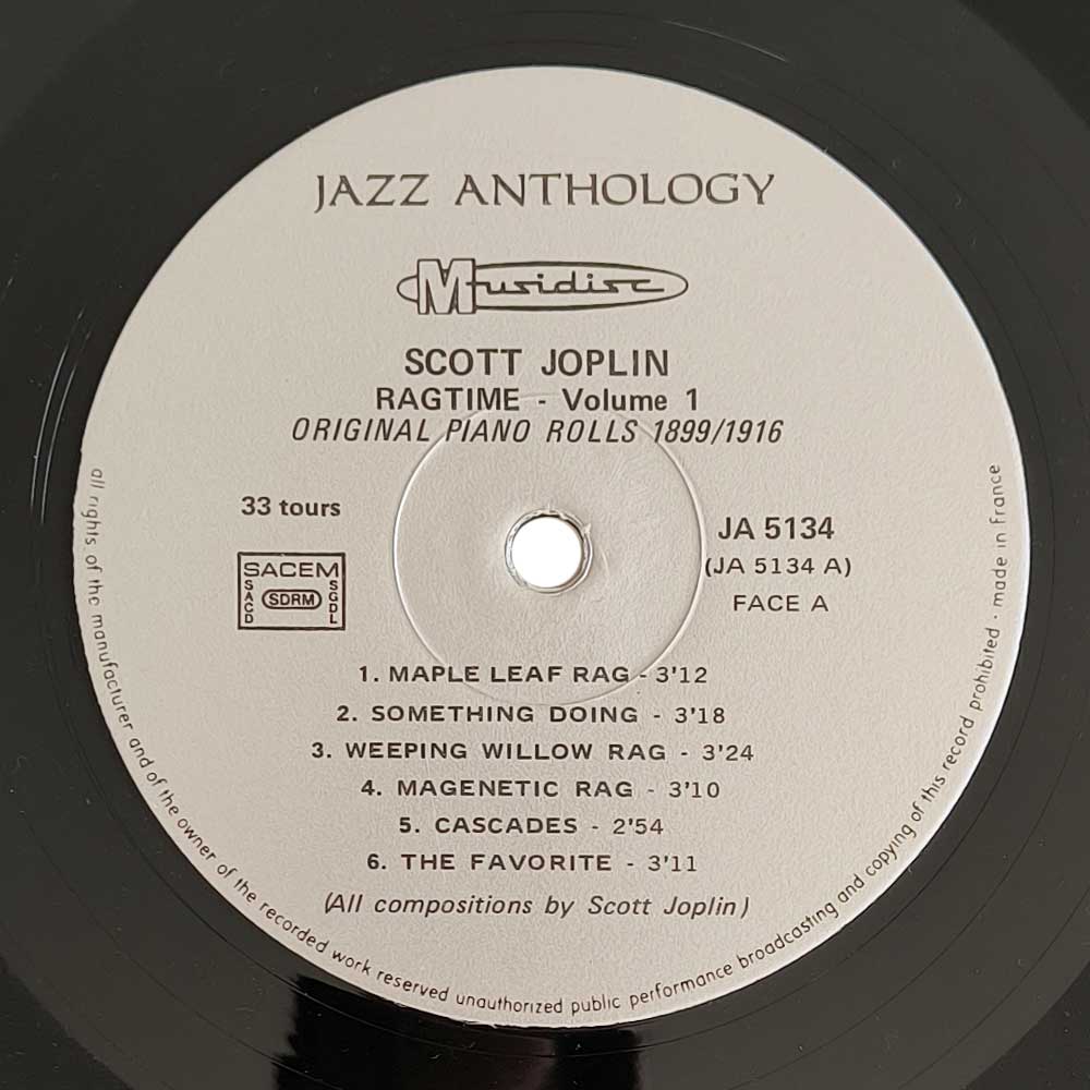 Scott Joplin ‎– Ragtime Vol. 1 - Piano Rags Played By The King Of Ragtime - Original Piano Rolls 1899/1916 (LP)