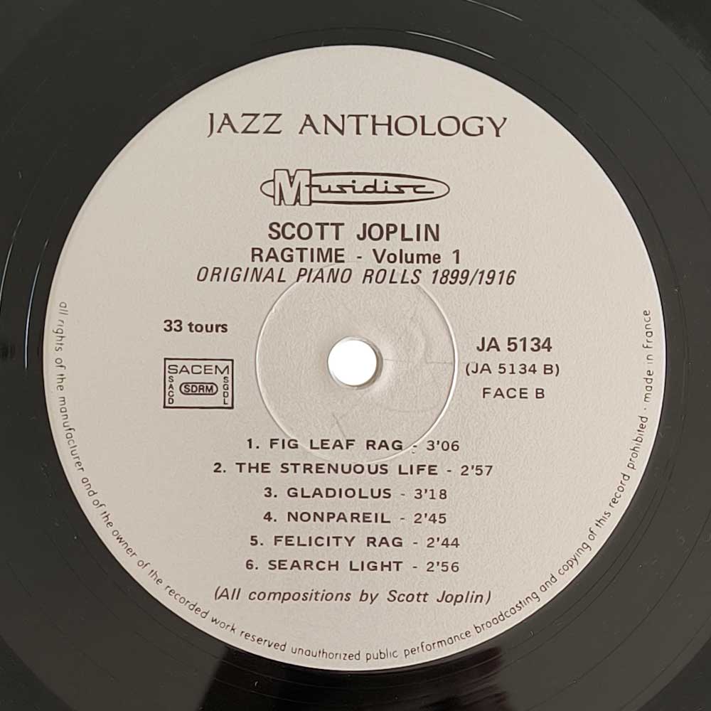 Scott Joplin ‎– Ragtime Vol. 1 - Piano Rags Played By The King Of Ragtime - Original Piano Rolls 1899/1916 (LP)
