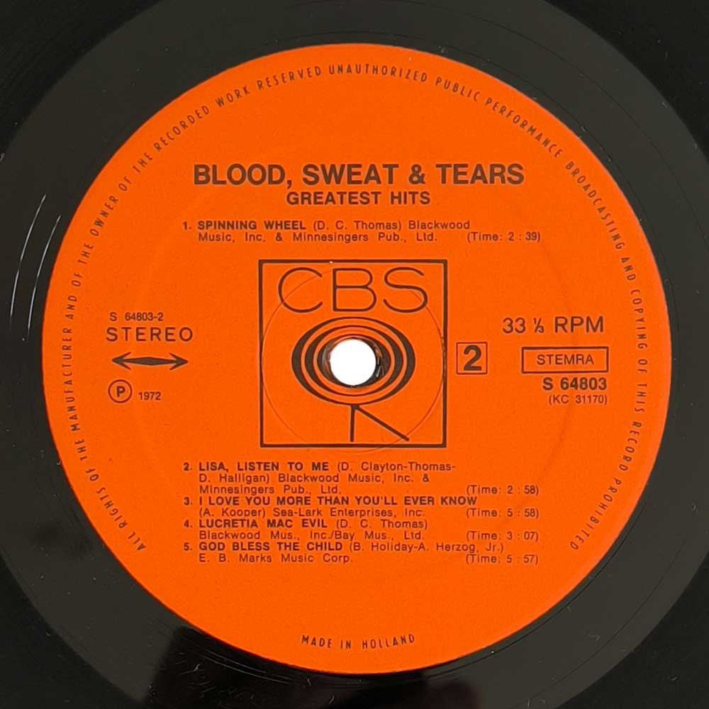Blood, Sweat & Tears - Blood, Sweat & Tears Greatest Hits (LP)