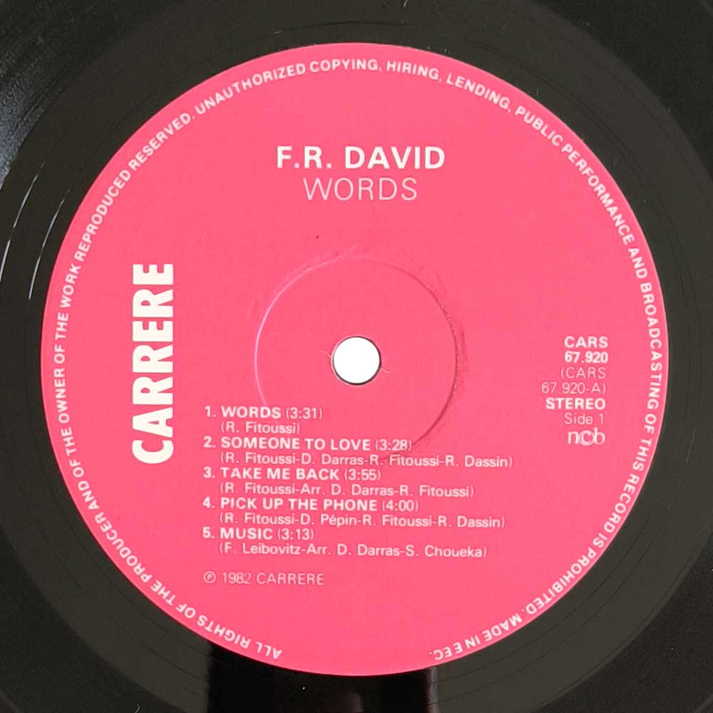 F.R. David - Words (LP)