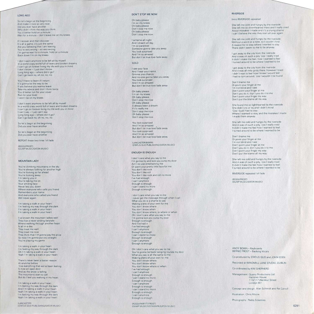 Status Quo - Never Too Late (LP)
