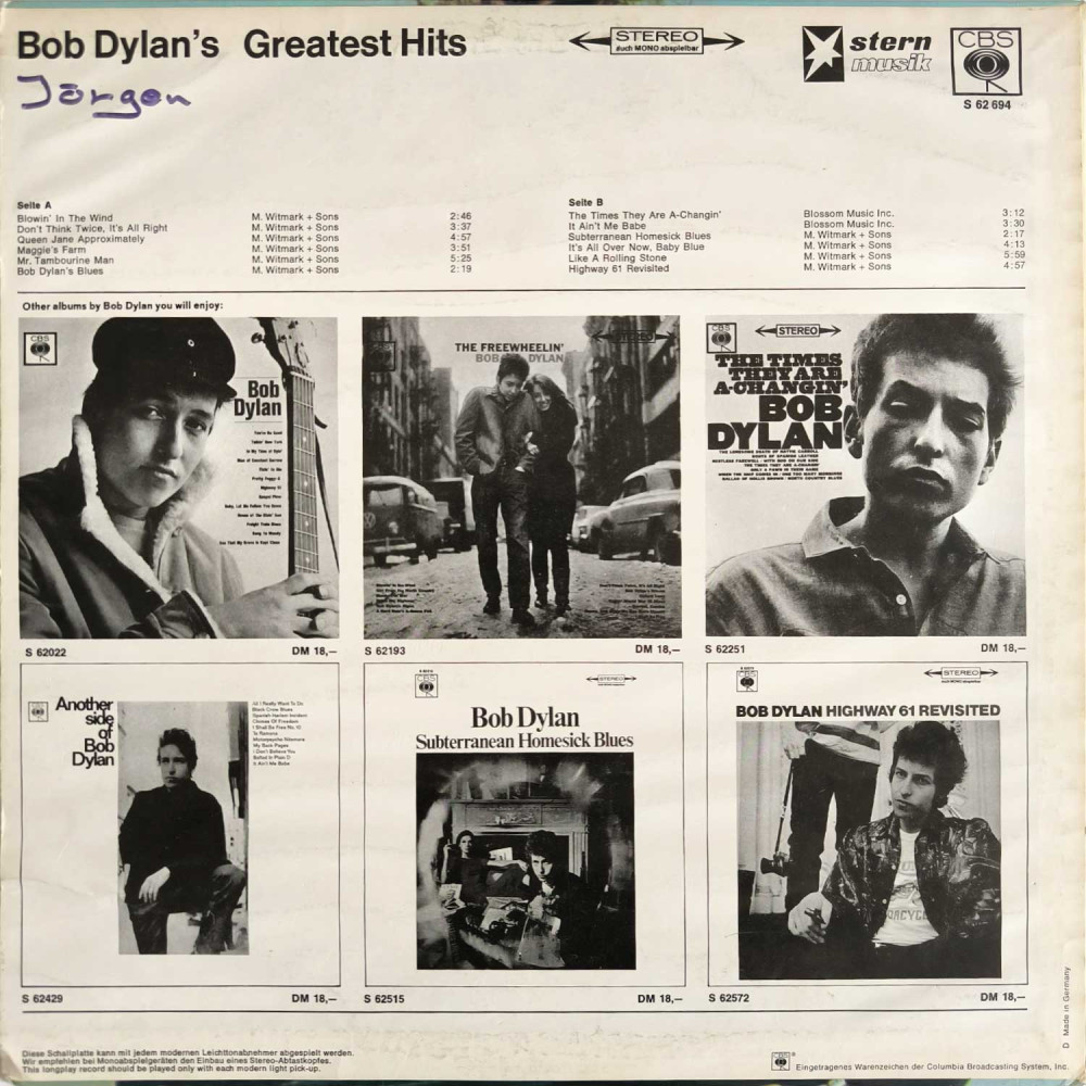 Bob Dylan - Bob Dylan's Greatest Hits (LP)
