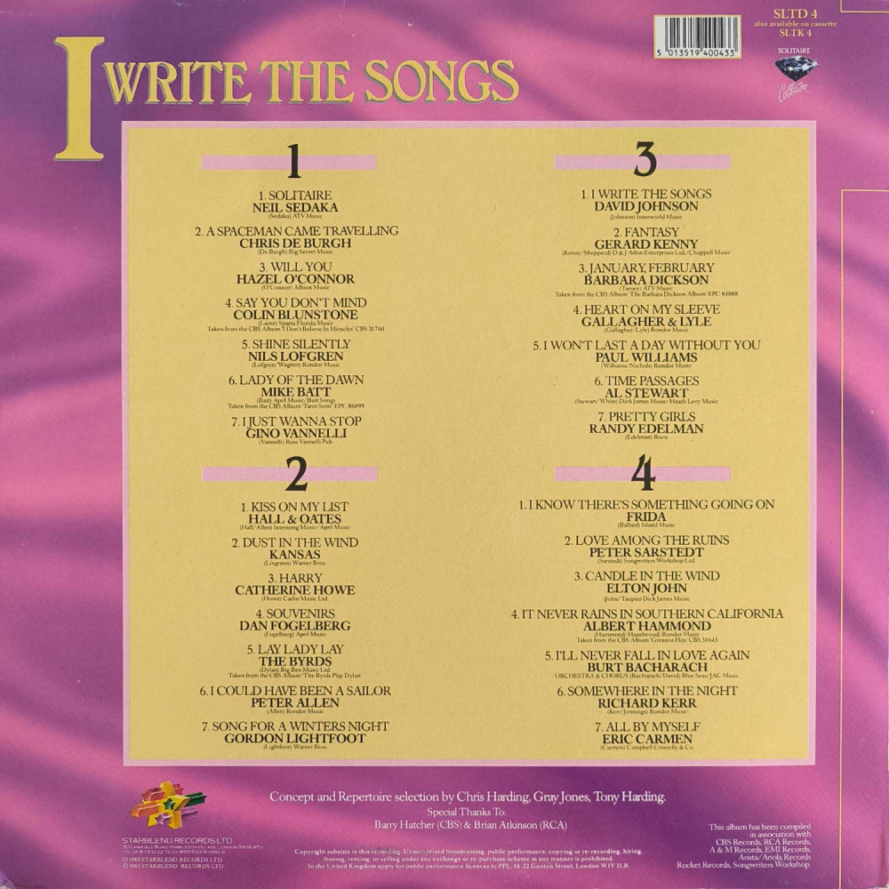 Various–I Write The Songs 28 Songs of Love (2LP)