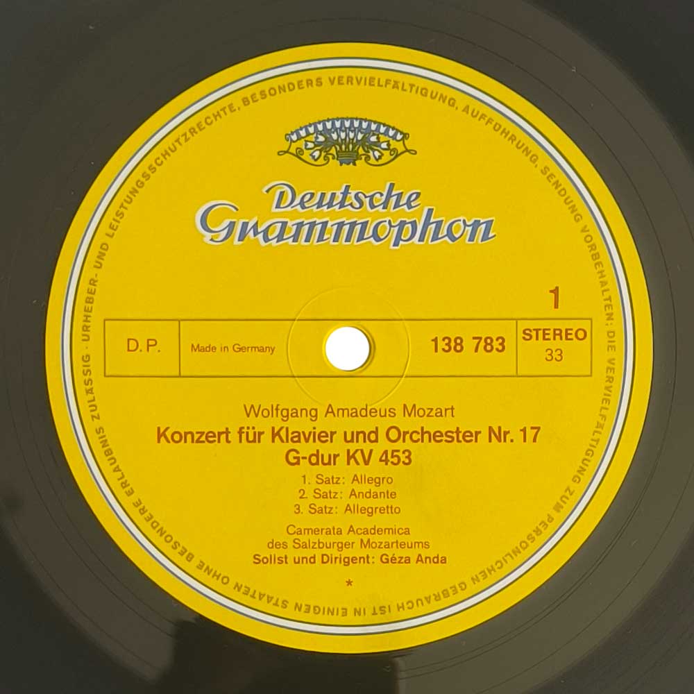 Mozart / Camerata Academica Of The Salzburger Mozarteum , Soloist And Conductor Géza Anda ‎– Piano Concertos No. 17, G Major, KV 453, No. 21, C Major, KV 467 (LP)