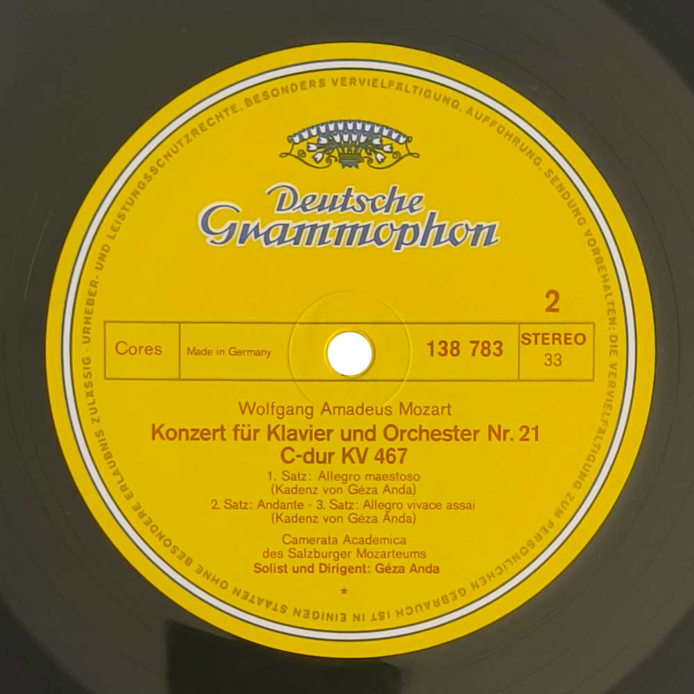 Mozart / Camerata Academica Of The Salzburger Mozarteum , Soloist And Conductor Géza Anda ‎– Piano Concertos No. 17, G Major, KV 453, No. 21, C Major, KV 467 (LP)
