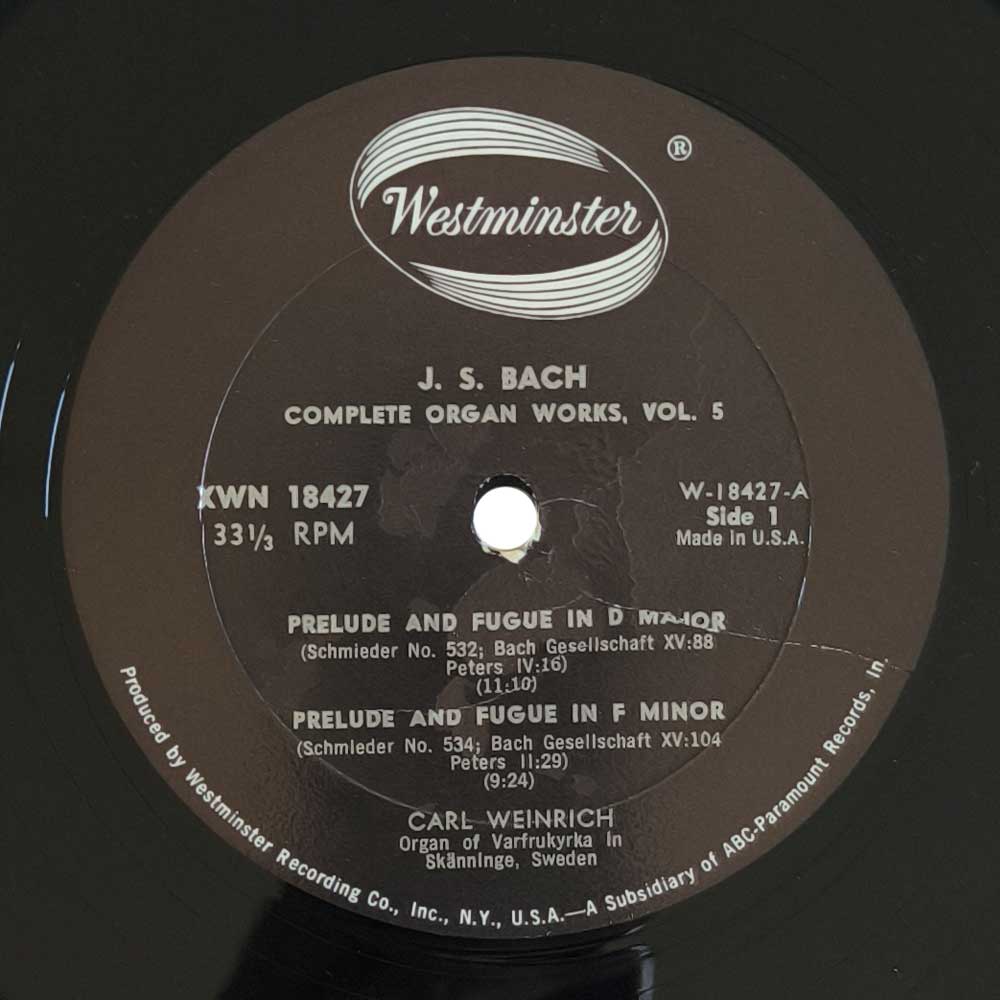 J. S. Bach - Weinrich – The Complete Organ Works Of Bach, Vol. 5 (LP)