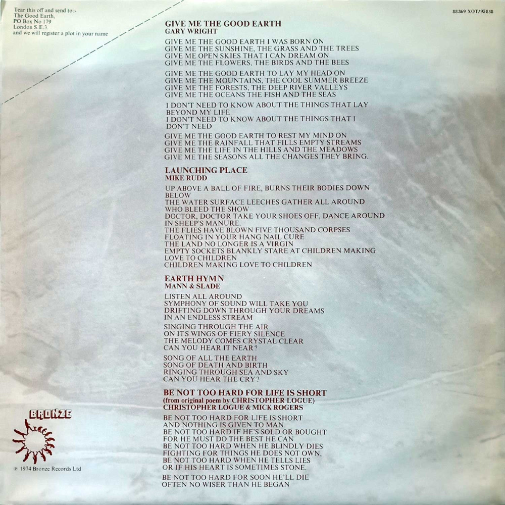 Manfred Mann's Earth Band – The Good Earth (LP)