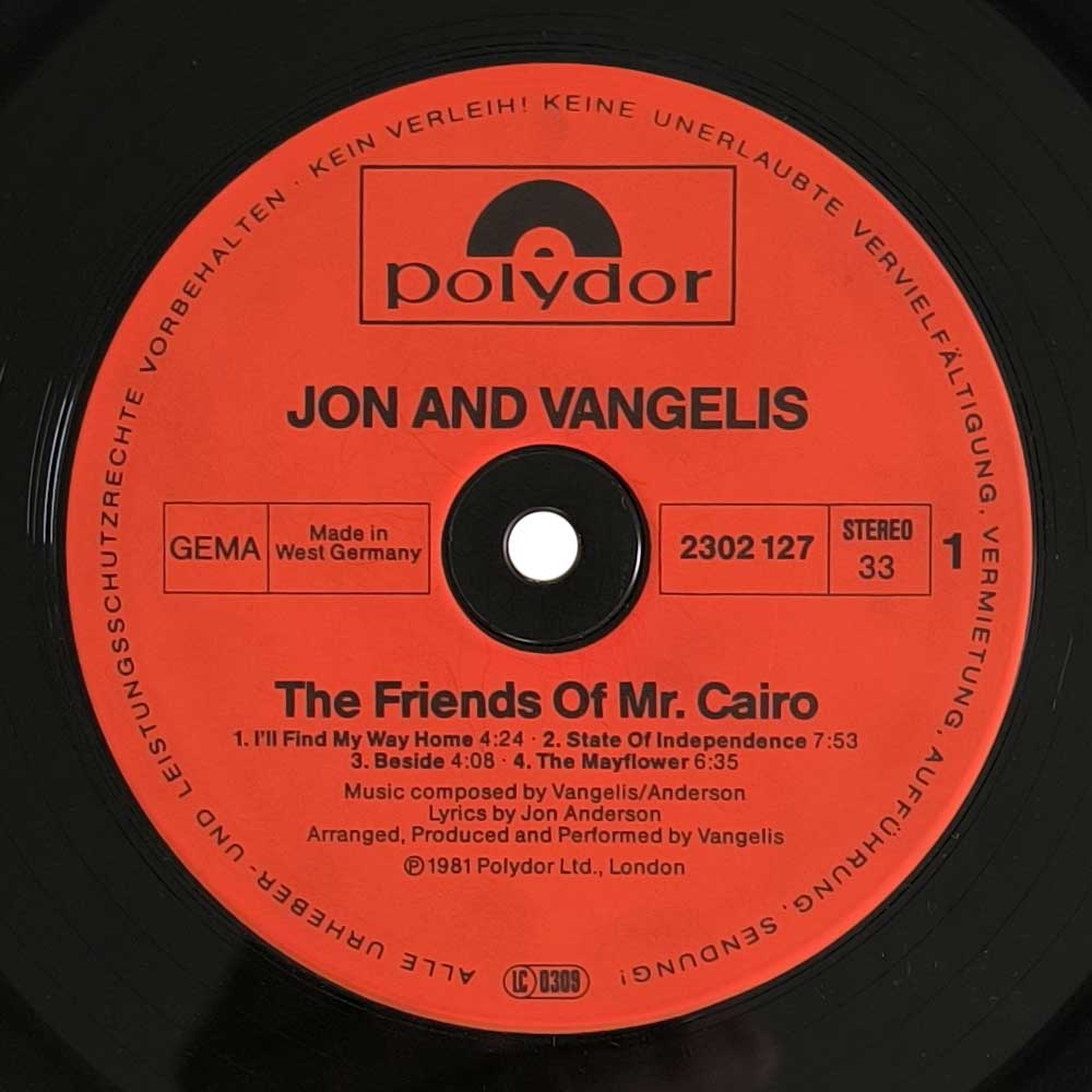 Jon And Vangelis – The Friends Of Mr. Cairo (LP)