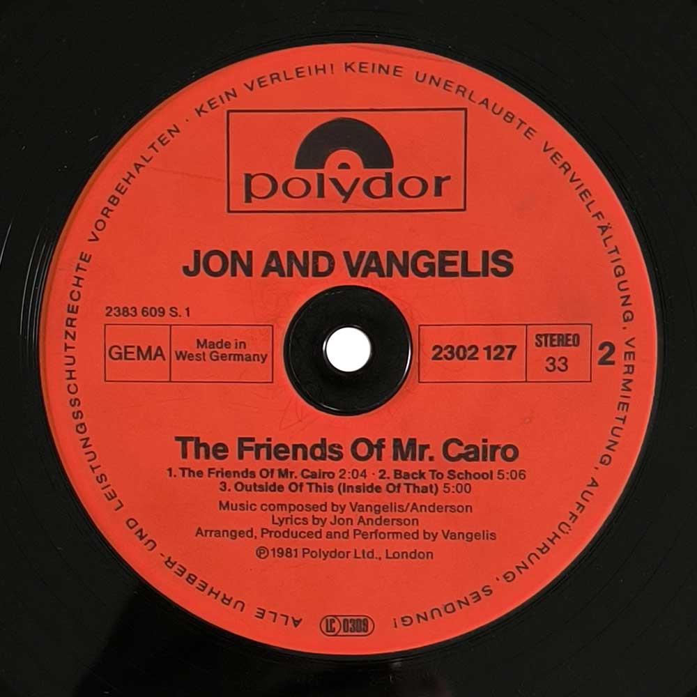 Jon And Vangelis – The Friends Of Mr. Cairo (LP)