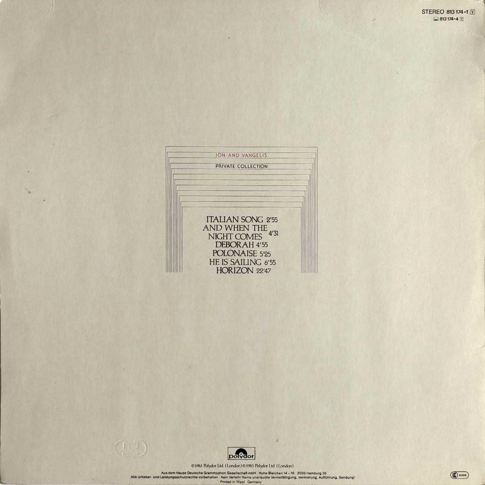 Jon And Vangelis – Private Collection (LP)