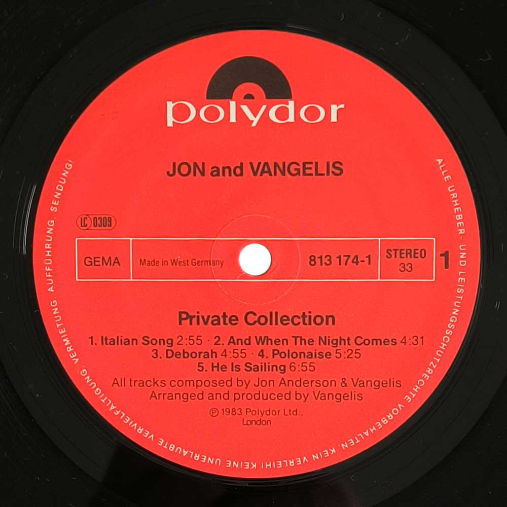 Jon And Vangelis – Private Collection (LP)