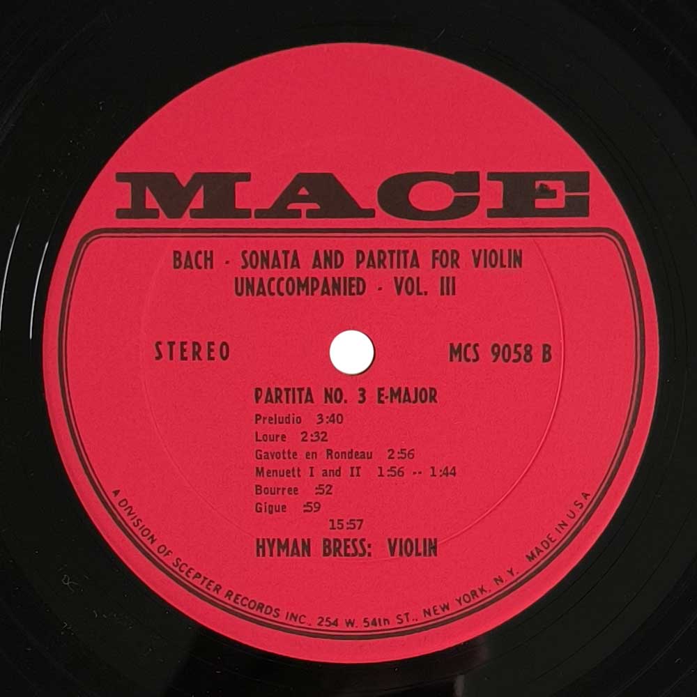 Bach / Hyman Bress - Sonata And Partita For Violin Unaccompanied Vol.III (LP)