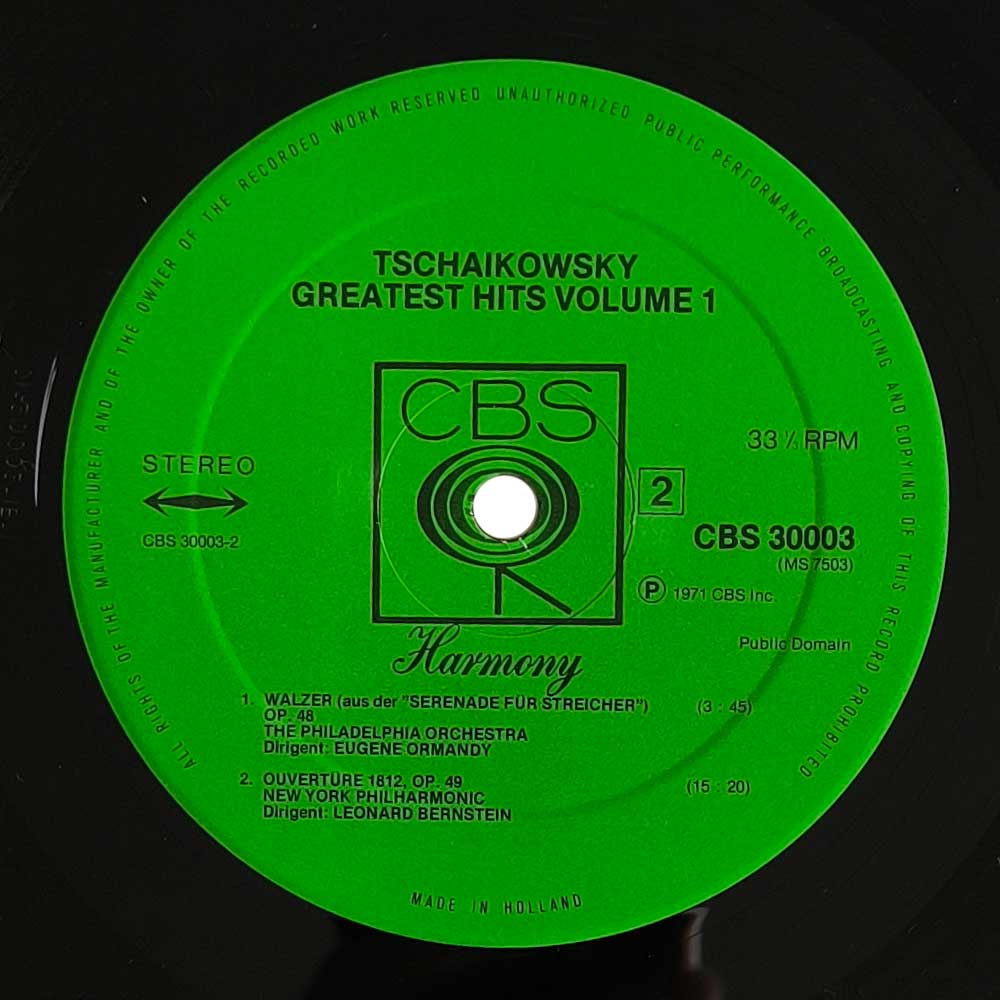 Bernstein - New York Philharmonic, Ormandy - Philadelphia Orchestra - Tchaikovsky's Greatest's Hits (Vol. 1) (LP)