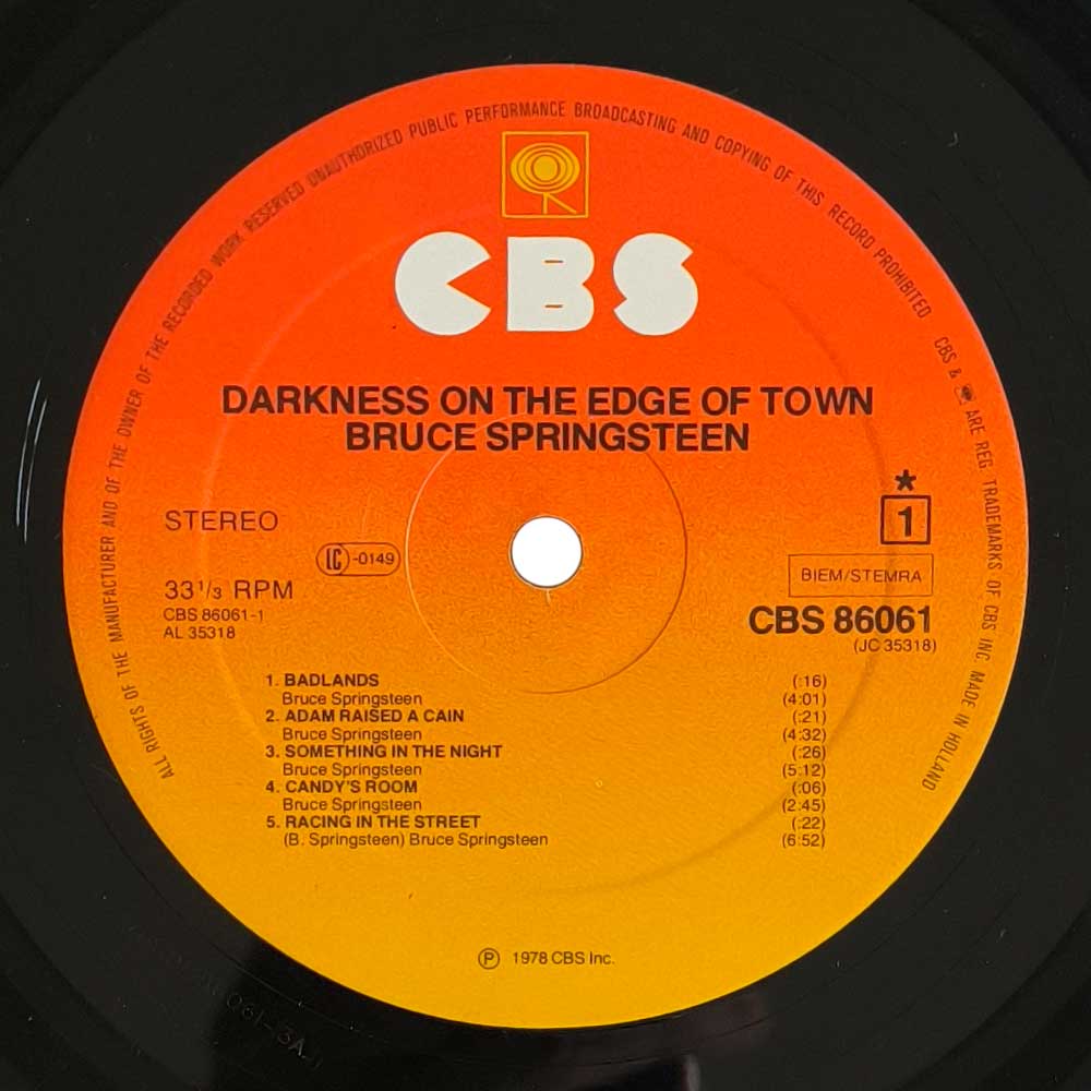 Bruce Springsteen ‎– Darkness On The Edge Of Town (LP)
