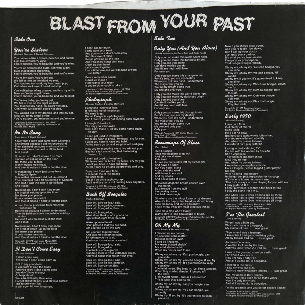 Ringo Starr ‎– Blast From Your Past (L P)