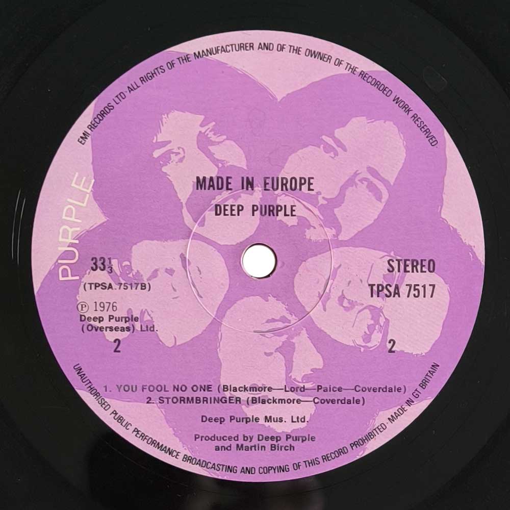 Deep Purple ‎– Made In Europe (LP)