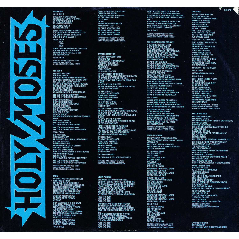 Holy Moses - The New Machine Of Lieghtenstein (LP)