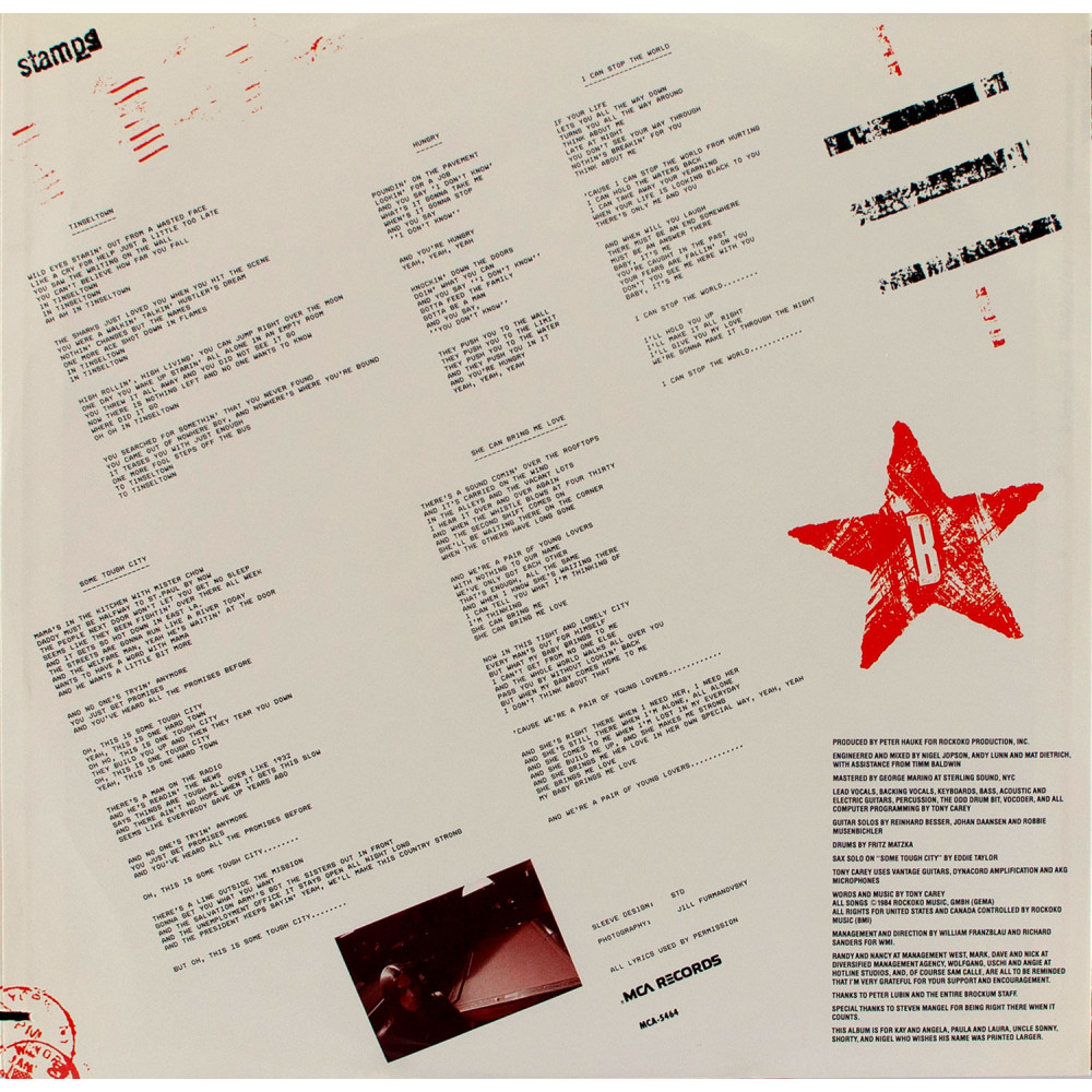 Tony Carey - Some Tough City (LP)