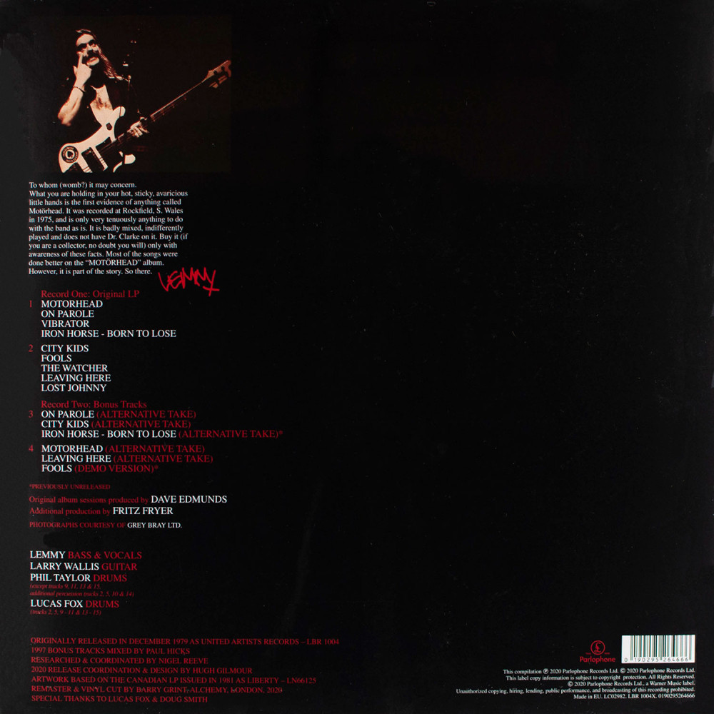 Motorhead - On Parole | Expanded & Remastered (2 LP)