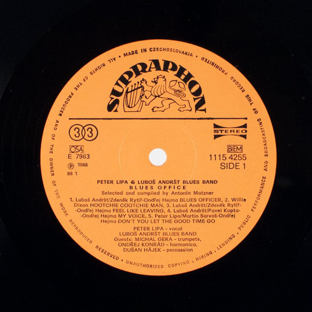 Peter Lipa And Lubos Andrst Blues Band - Blues Office (LP)