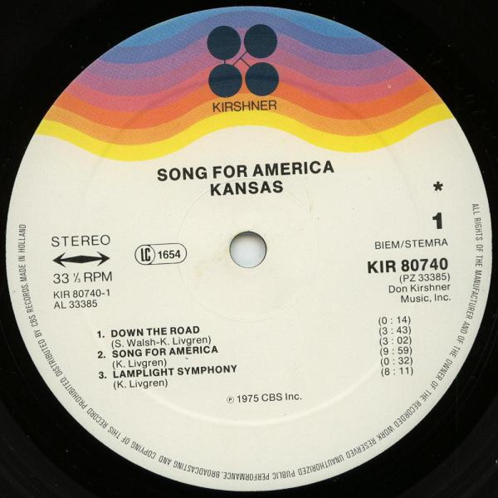 Kansas - Songs For America (1St Press) (LP)