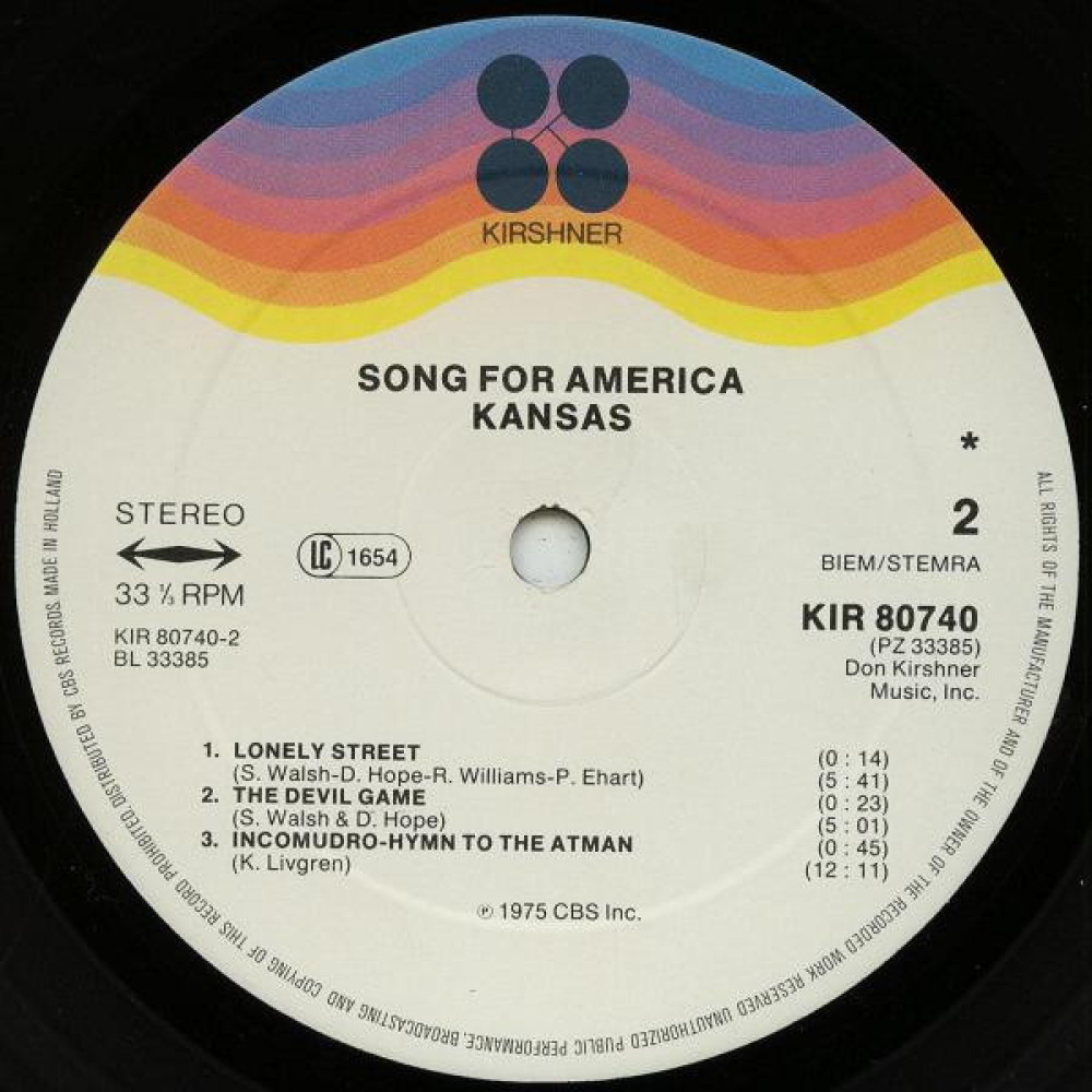 Kansas - Songs For America (1St Press) (LP)