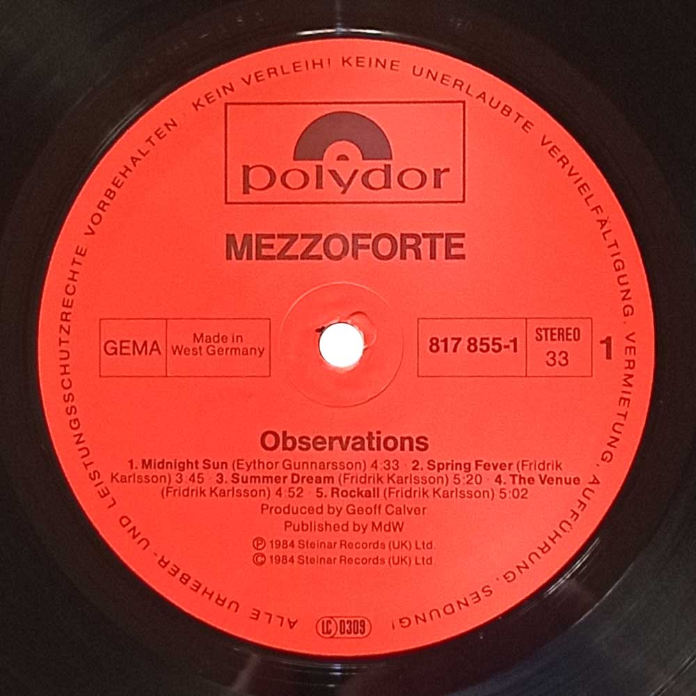 Mezzoforte - Observations (1St Press) (LP)