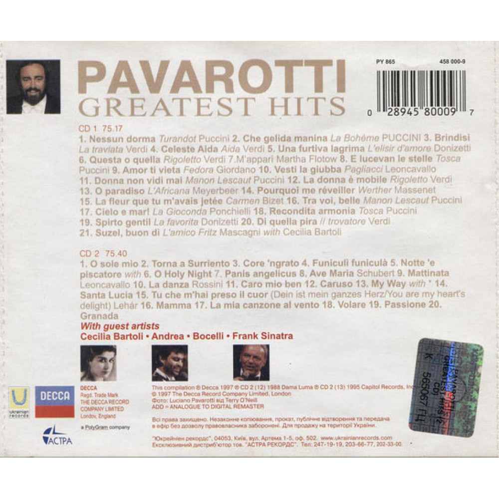 Luciano Pavarotti - Greatest Hits (2 CD)