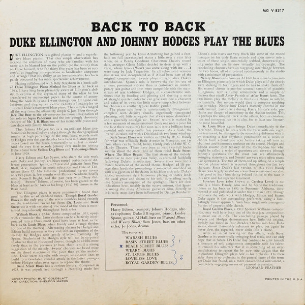 Ellington / Hodges, Back To Back Play The Blues (1959)
