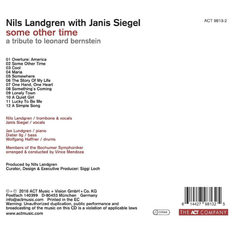 Nils Landgren With Janis Siegel - Some Other Time A Tribute To Leonard Bernstein (CD)