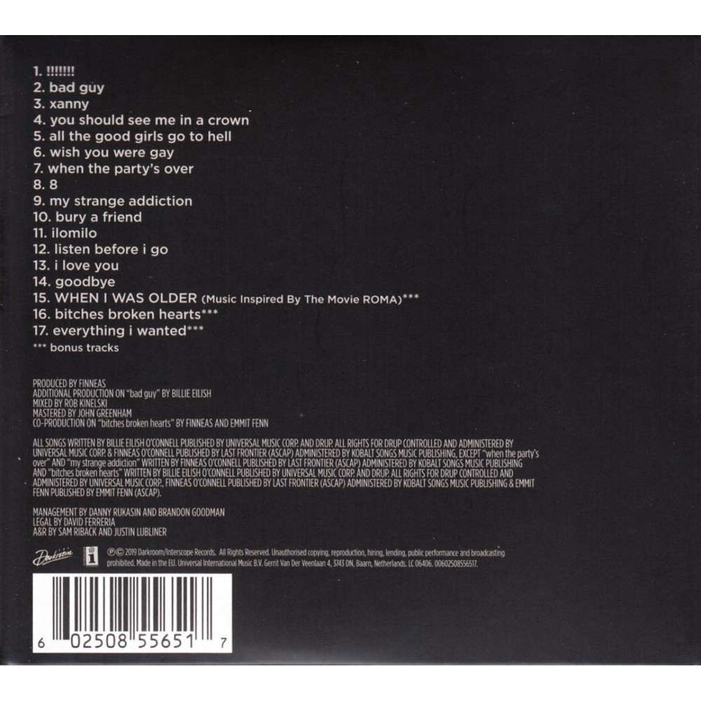 Billie Eilish, When We All Fall Asleep, Where Do We Go? (Plus 3 Bonus Tracks)