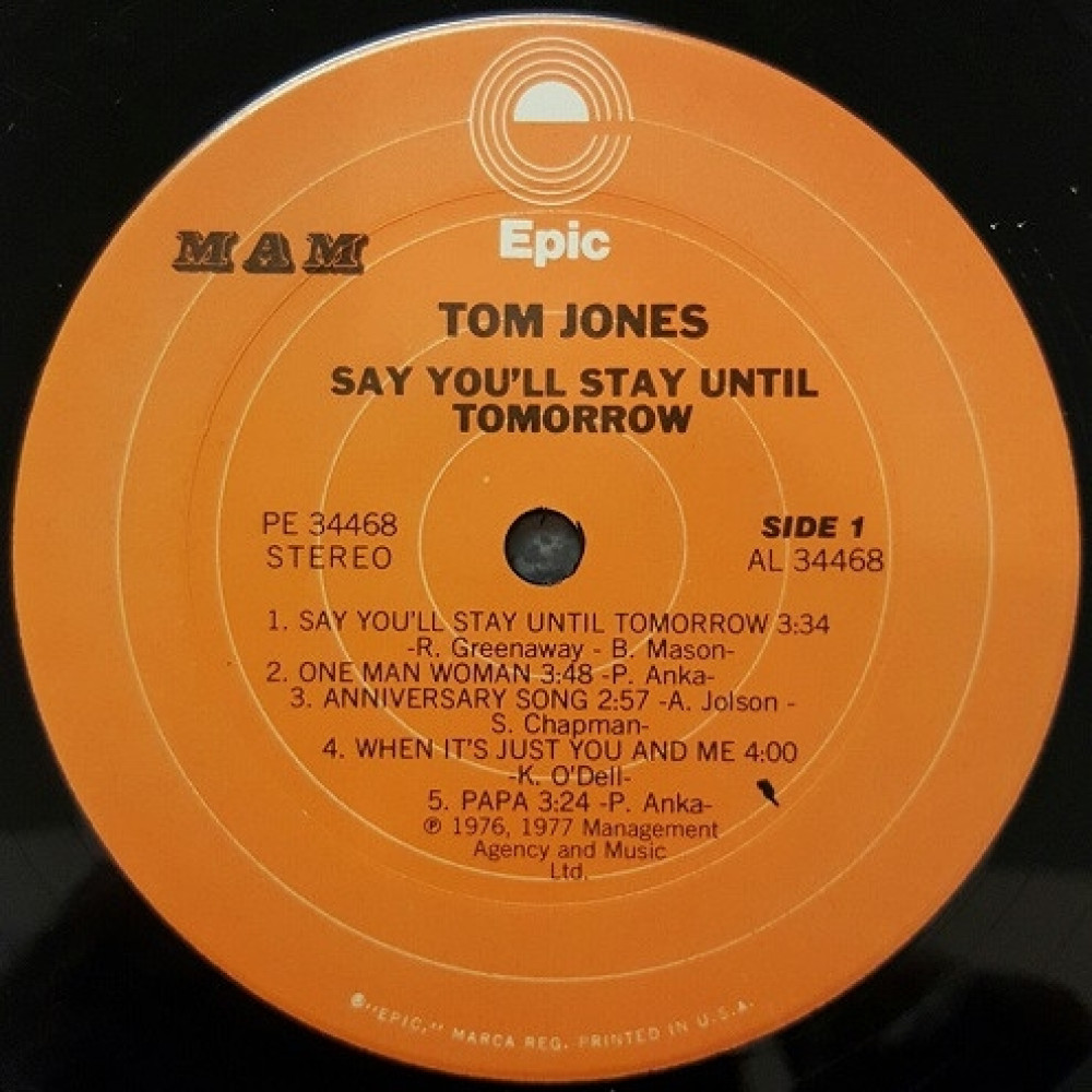 Tom Jones, Say You Ll Stay Until Tomorrow