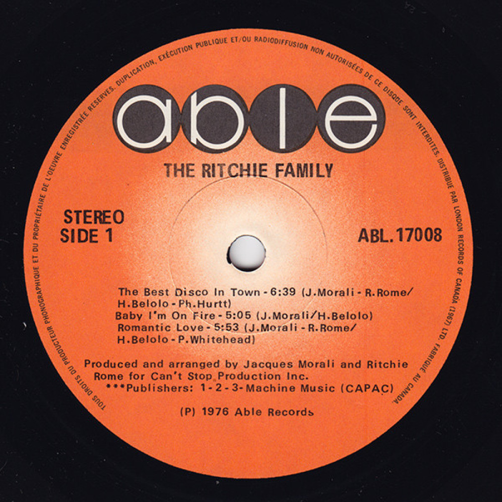Ritchie Family, Arabian Nights (ABLE REC) (LP)