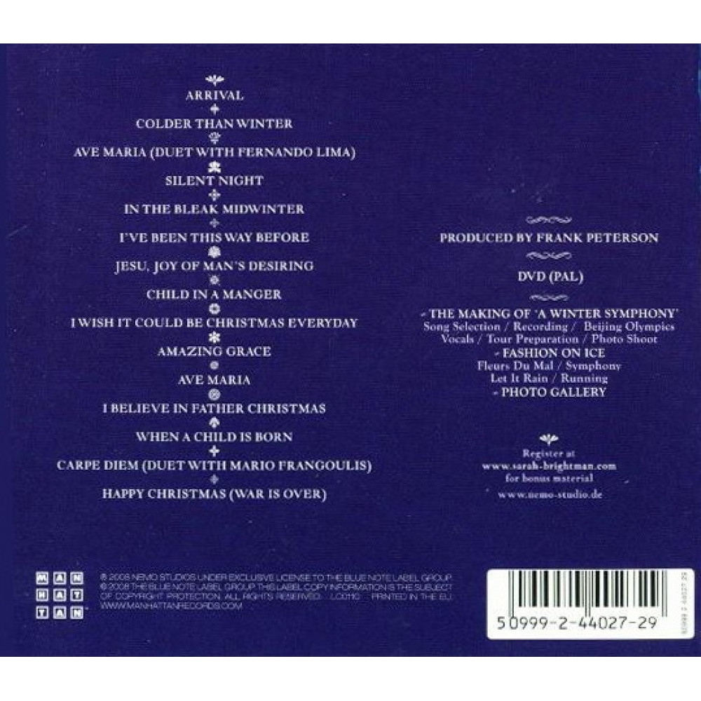 Sarah Brightman - A Winter Symphony (Limited Ed CD+DVD)