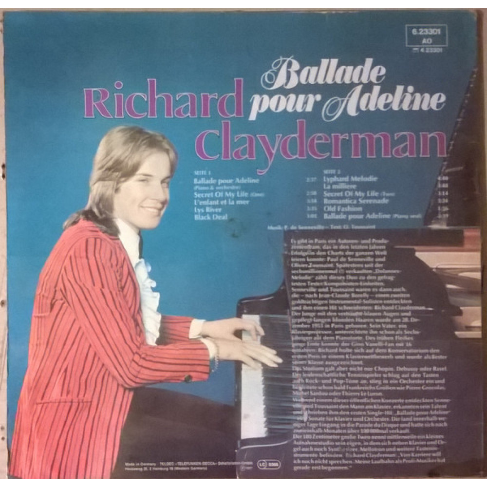 Richard Clayderman, Ballade Pour Adeline (LP)