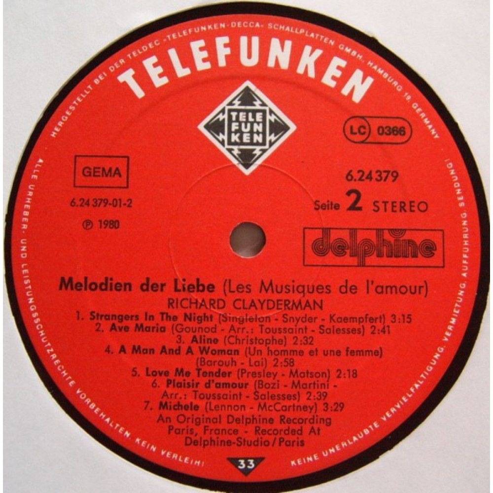 Richard Clayderman, Melodien Der Liebe (LP)