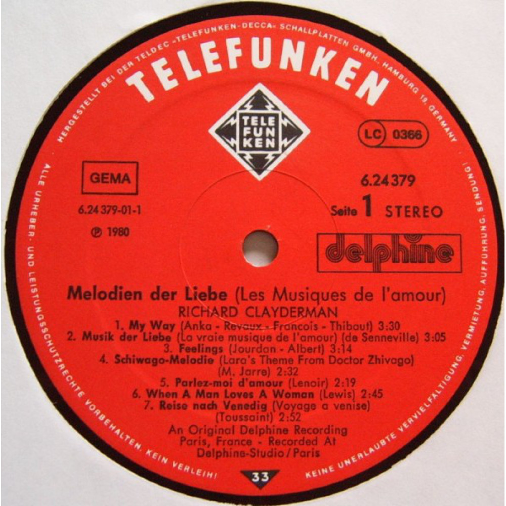 Richard Clayderman, Melodien Der Liebe (LP)