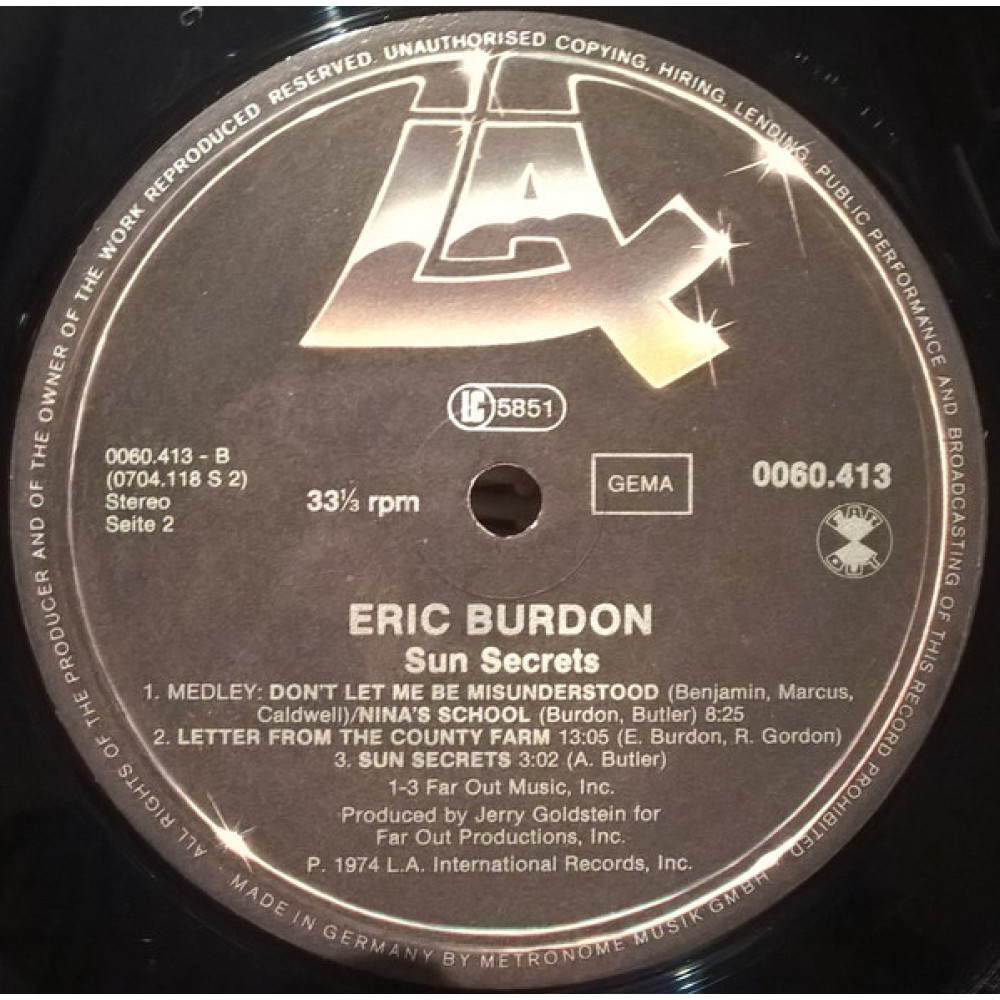 Eric Burdon Band, Sun Secrets (1974) (LP)