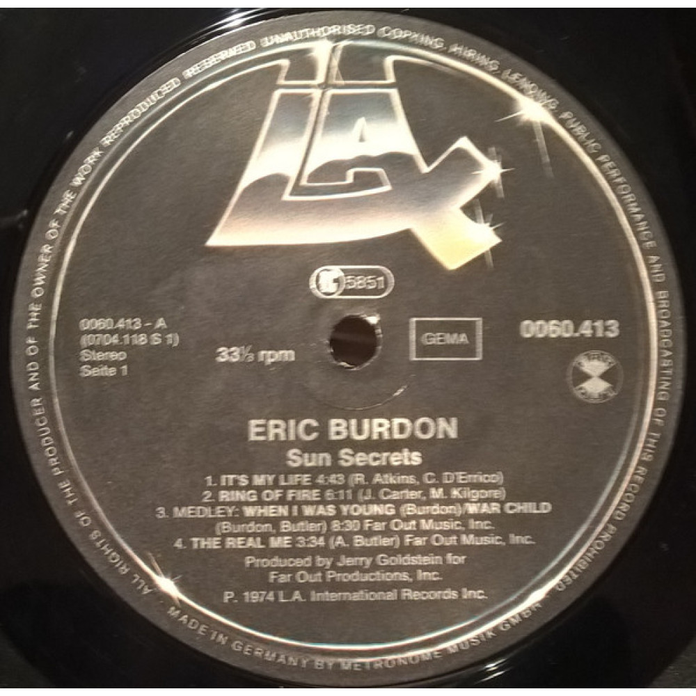 Eric Burdon Band, Sun Secrets (1974) (LP)
